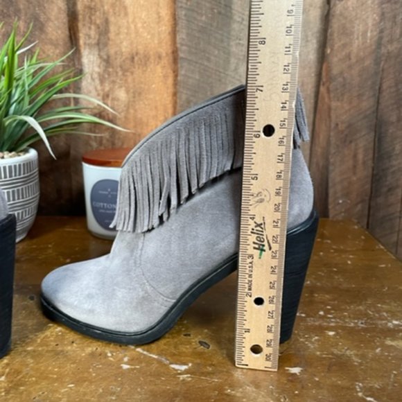 Joie Grey Suede Fringe Booties - Size 36 1/2 - US 6 - Picture 11 of 13